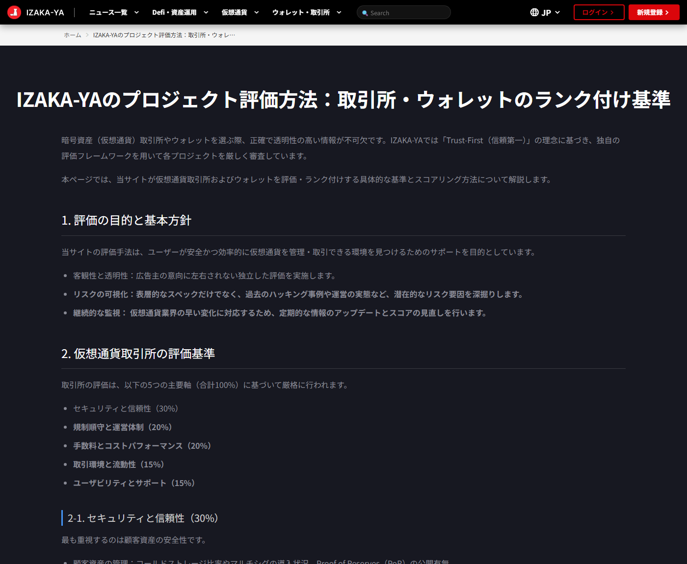 IZAKA-YAのプロジェクト評価方法のページ